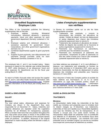 Unaudited Supplementary Employee Lists Listes d'employés ...