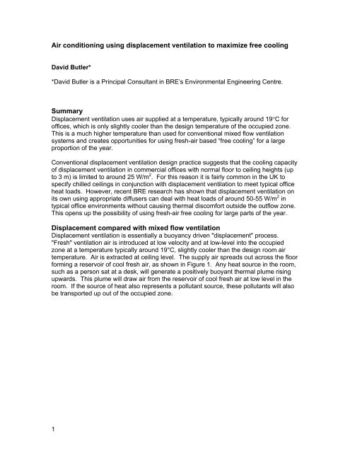 Air conditioning using displacement ventilation to maximize ... - Cibse