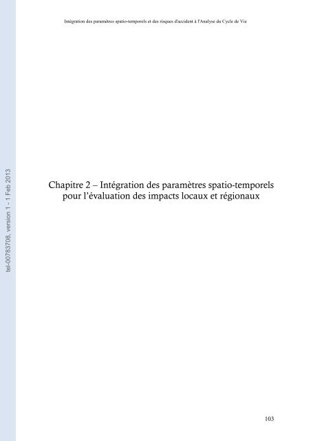 Intégration des paramètres spatio-temporels et des risques d ...