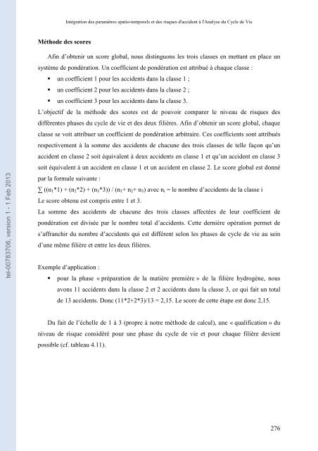 Intégration des paramètres spatio-temporels et des risques d ...