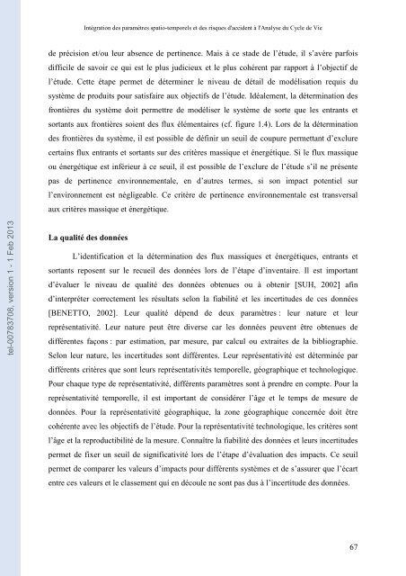 Intégration des paramètres spatio-temporels et des risques d ...