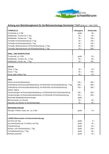 Tarif MZG (PDF-File) - Gemeinde Schwellbrunn