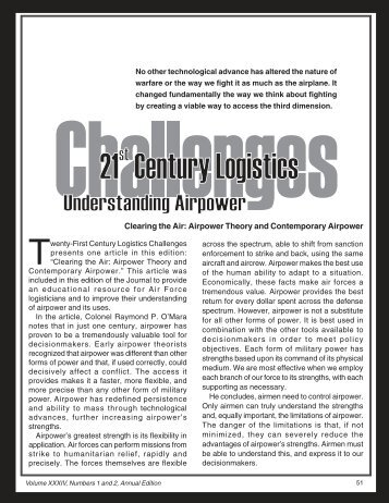 Clearing the Air: Airpower Theory and Contemporary Airpower