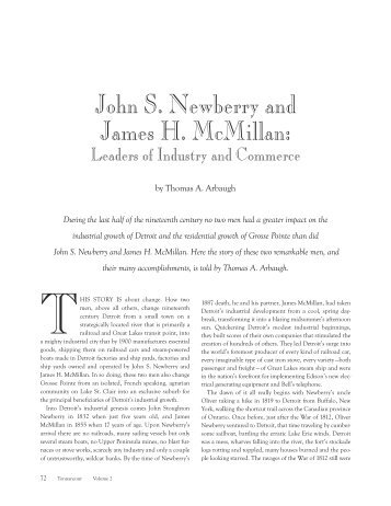 John S. Newberry and James H. McMillan - Grosse Pointe Historical ...