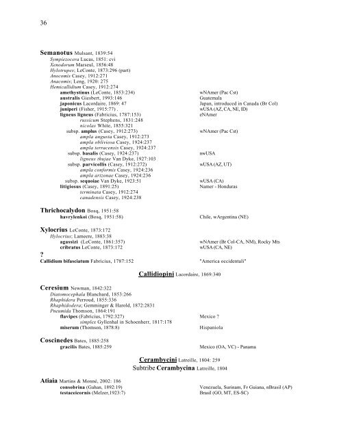 Electronic Version 2005 Checklist of the Cerambycidae, of the ...