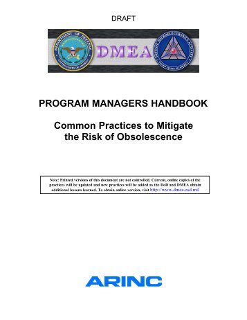 PROGRAM MANAGERS HANDBOOK Common Practices to ... - DMEA