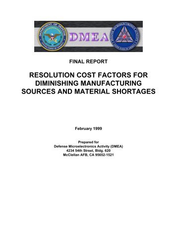 Resolution Cost Factors for Diminishing Manufacturing ... - DMEA