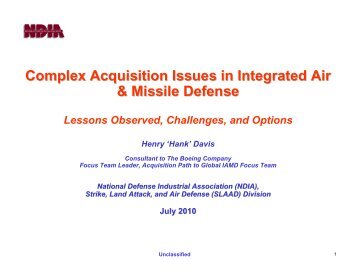 Complex Acquisition of IAMD - National Defense Industrial Association