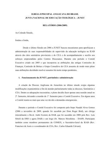 Relatório da JUNET - XXXI Sínodo da IEAB