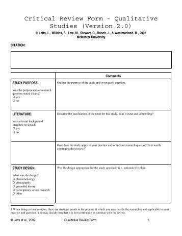 Quantitative Review Form