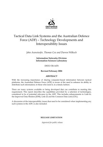 Tactical Data Link Systems and the Australian Defence Force (ADF ...