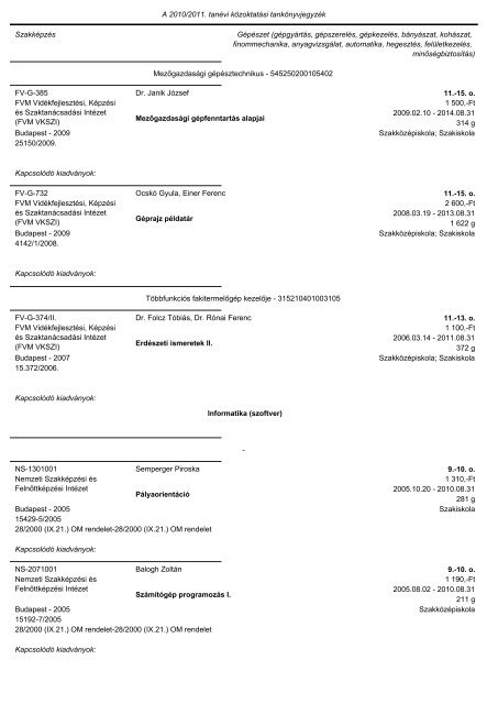 A tankönyvjegyzéken szereplő adatok Közismeret A tantárgy neve ...