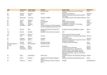 Workshop Attendees - Terena