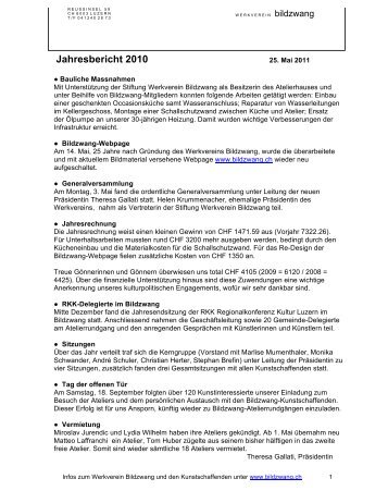 Jahresbericht 2010 PDF - werkverein bildzwang