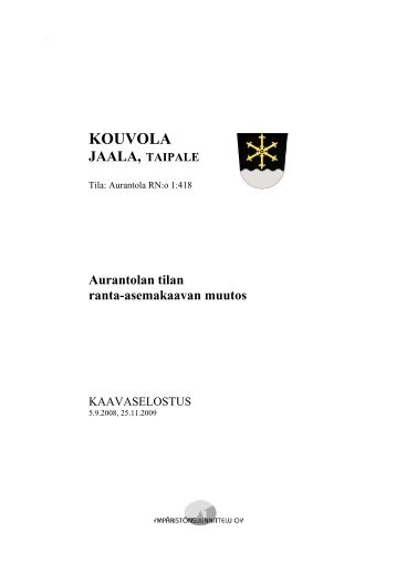Aurantolan tilan ranta-asemakaavan muutos - Kouvola