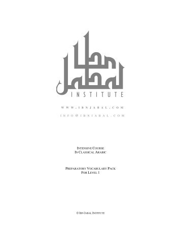 Preparatory Vocabulary Pack (PDF - 1365 KB) - Ibn Jabal