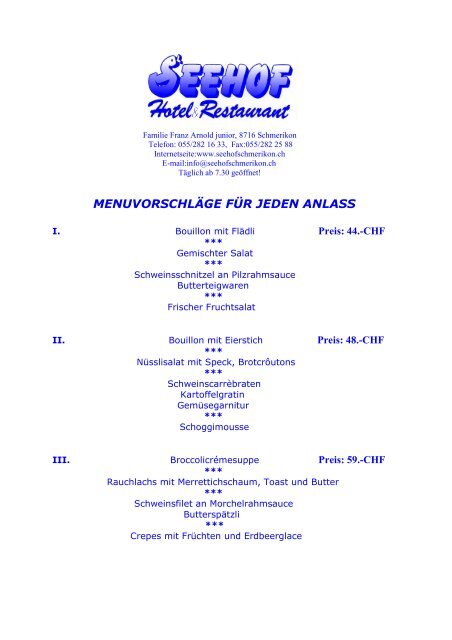 MENUVORSCHLÄGE FÜR JEDEN ANLASS