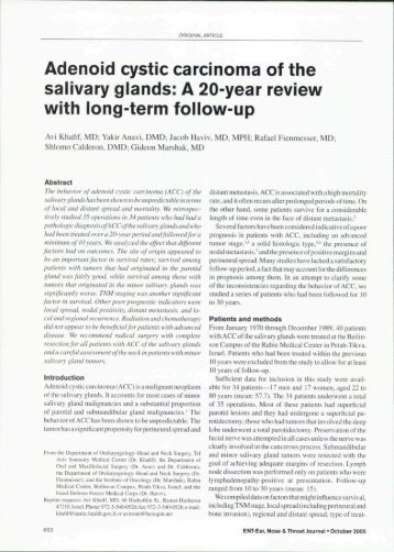 Adenoid cystic carcinoma of the salivary giands - Tel-Aviv Sourasky ...