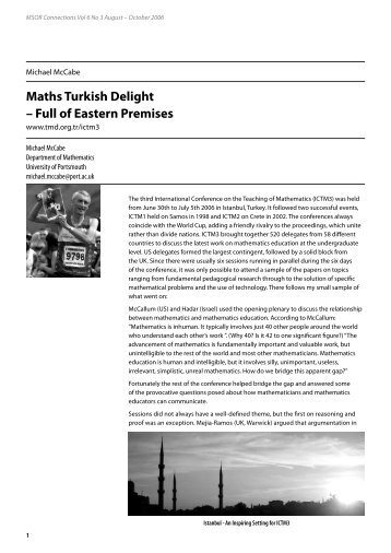 Maths Turkish Delight – Full of Eastern Premises: www.tmd.org.tr ...