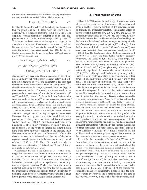 Thermodynamic Quantities for the Ionization Reactions of Buffers