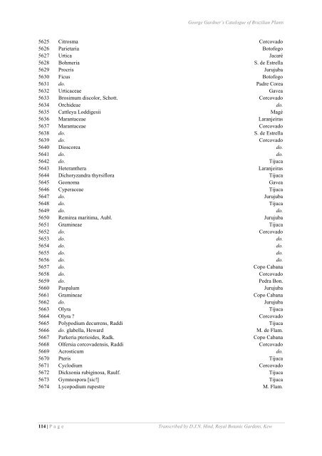 Catalogue of Brazilian Plants - Royal Botanic Gardens, Kew