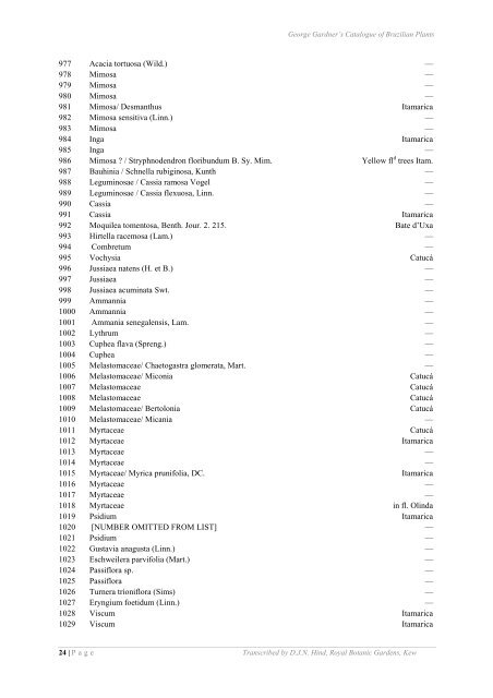 Catalogue of Brazilian Plants - Royal Botanic Gardens, Kew