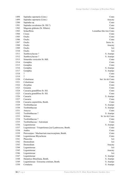 Catalogue of Brazilian Plants - Royal Botanic Gardens, Kew