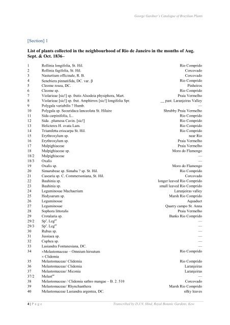 Catalogue of Brazilian Plants - Royal Botanic Gardens, Kew