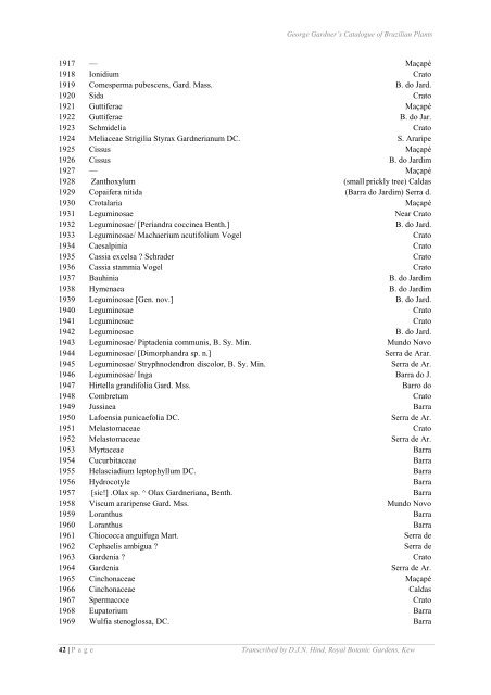 Catalogue of Brazilian Plants - Royal Botanic Gardens, Kew