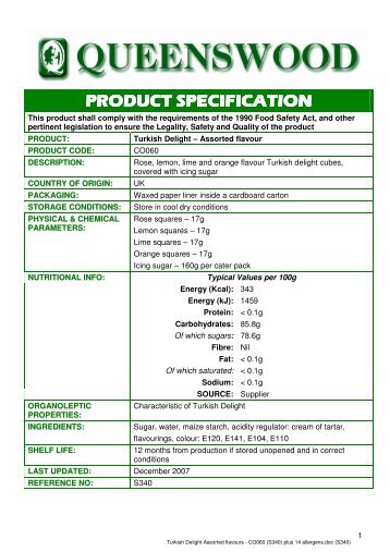 product specification product specification - Queenswood Natural ...