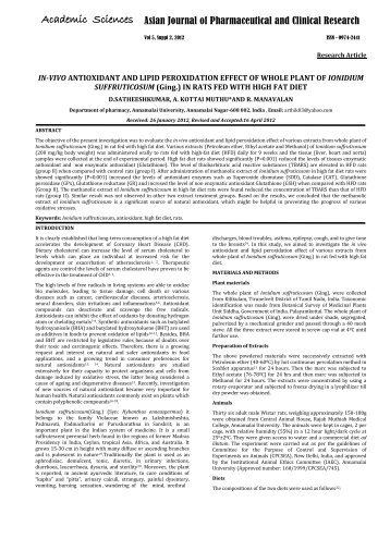 IN-VIVO ANTIOXIDANT AND LIPID PEROXIDATION EFFECT OF ...