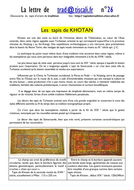 La lettre de trad@tiscali - Tapis de Tradition - Chez