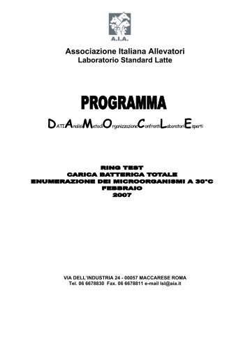 Associazione Italiana Allevatori Laboratorio Standard Latte ...