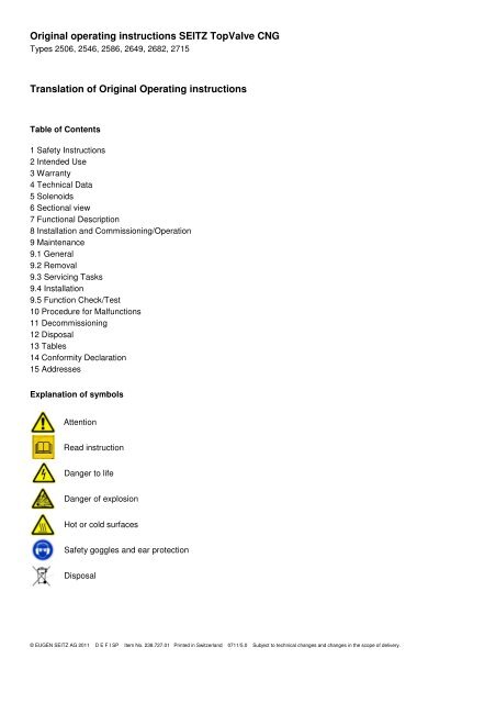 Operating instructions Gen.2 - SEITZ - valve technology