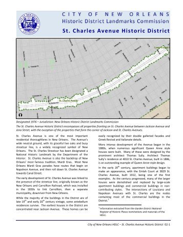 St. Charles Avenue Historic District - City of New Orleans