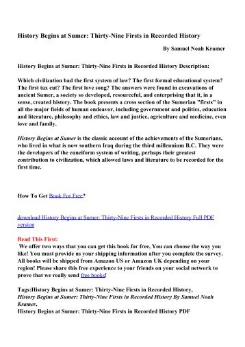 History Begins at Sumer - PDF eBooks Free Download