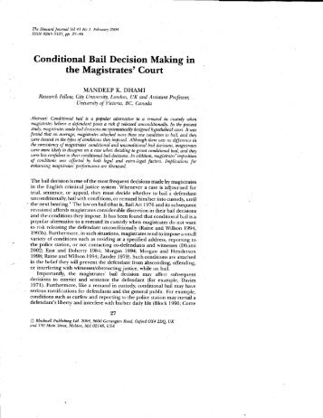 Conditional Bail Decision Making in