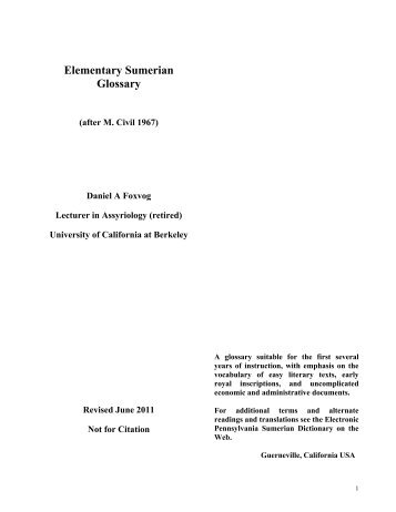 Elementary Sumerian Glossary - Melih YILDIZ