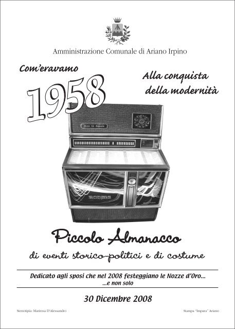 Piccolo Almanacco 1958 Comune Di Ariano Irpino