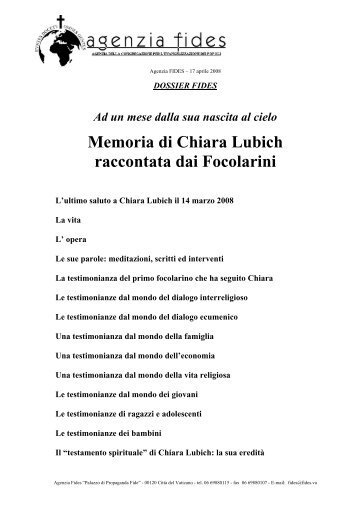 Memoria di Chiara Lubich raccontata dai Focolarini - Ambrogio Villa