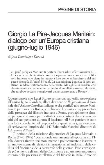 Giorgio La Pira-Jacques Maritain: dialogo per un - Edizioni Studium