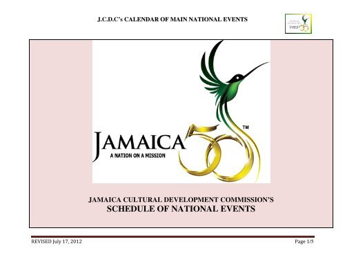 SCHEDULE OF NATIONAL EVENTS - Jamaica Information Service