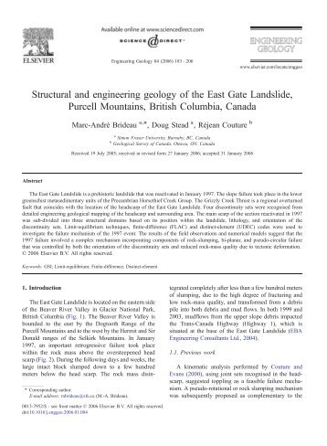 Structural and engineering geology of the East Gate Landslide ...