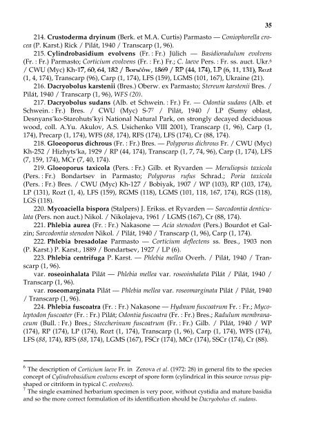 Annotated checklist of aphyllophoroid fungi of Ukraine