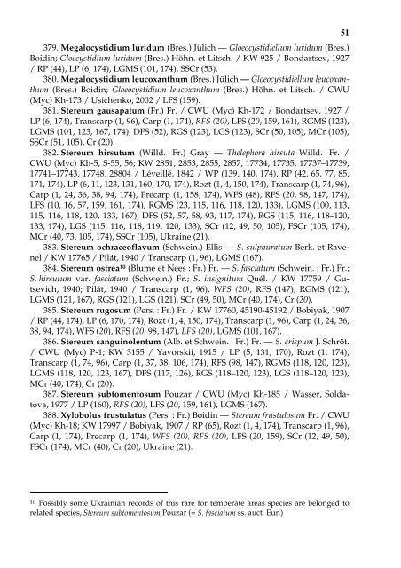 Annotated checklist of aphyllophoroid fungi of Ukraine