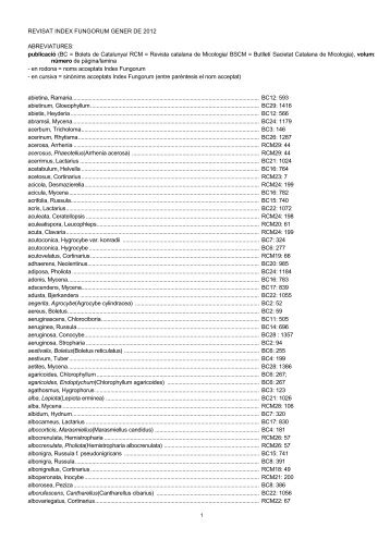 REVISAT INDEX FUNGORUM GENER DE 2012 ABREVIATURES ...