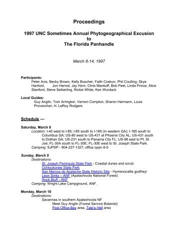 1997 UNC Sometimes Annual Phytogeographical Excusion to The