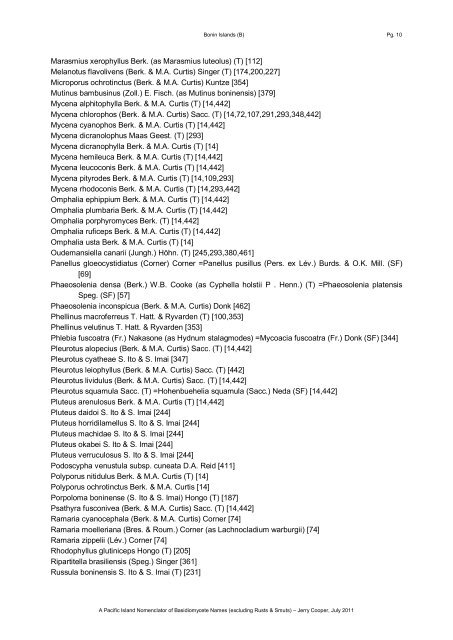 Checklist of Pacif island Basidiomycetes - Landcare Research