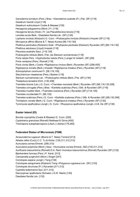 Checklist of Pacif island Basidiomycetes - Landcare Research