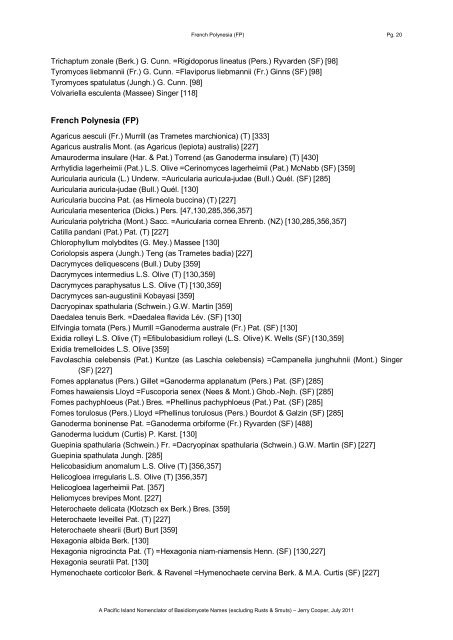 Checklist of Pacif island Basidiomycetes - Landcare Research